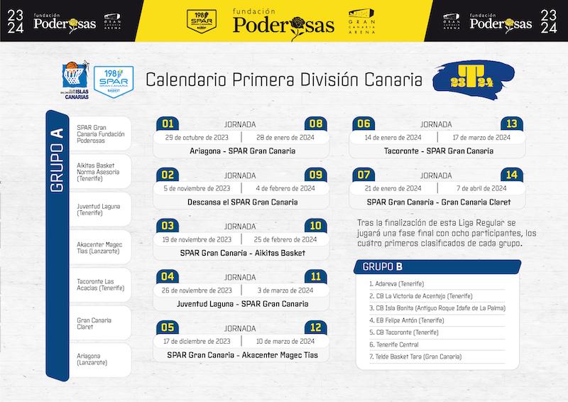 Calendario de la Primera División Canaria - El conjunto del SPAR Gran Canaria Fundación Poderosas ya conoce sus primeros doce partidos en el Grupo A (Calendario de la Primera División Canaria - El con)